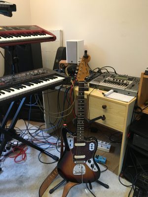 Korg Karma, Roland Sh-201, Fender Jaguar, Roland 8-track recorder